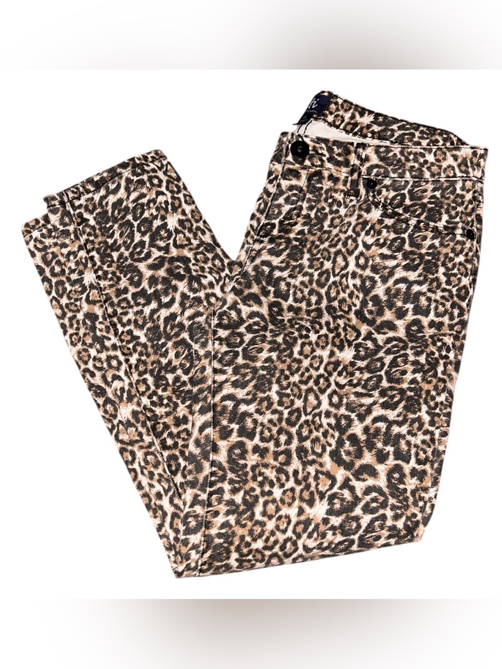 Juniors -  Leopard Print Skinny Jeans in Tan/Black